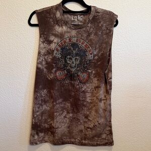 🎸🎸🎸3 for 12$🎸🎸🎸Men’s Brown Graphic Sleeveless Tee-Medium